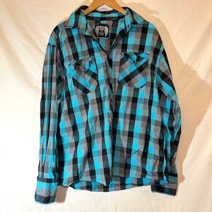 Eighty Eight Mens Multicolor Long Sleeve Plaid Button Down Shirt Size XLarge